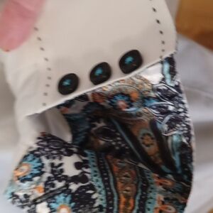 Bertigo Men's White LS Shirt Black Top Stitch Contrast Print Cuffs 6 2 XL EUC